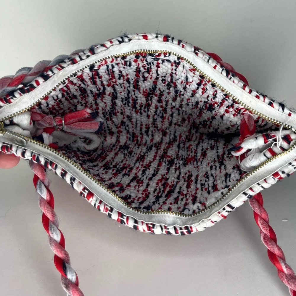 ORIGINAL HANDMADE woven shoulder bag tote purse zip top